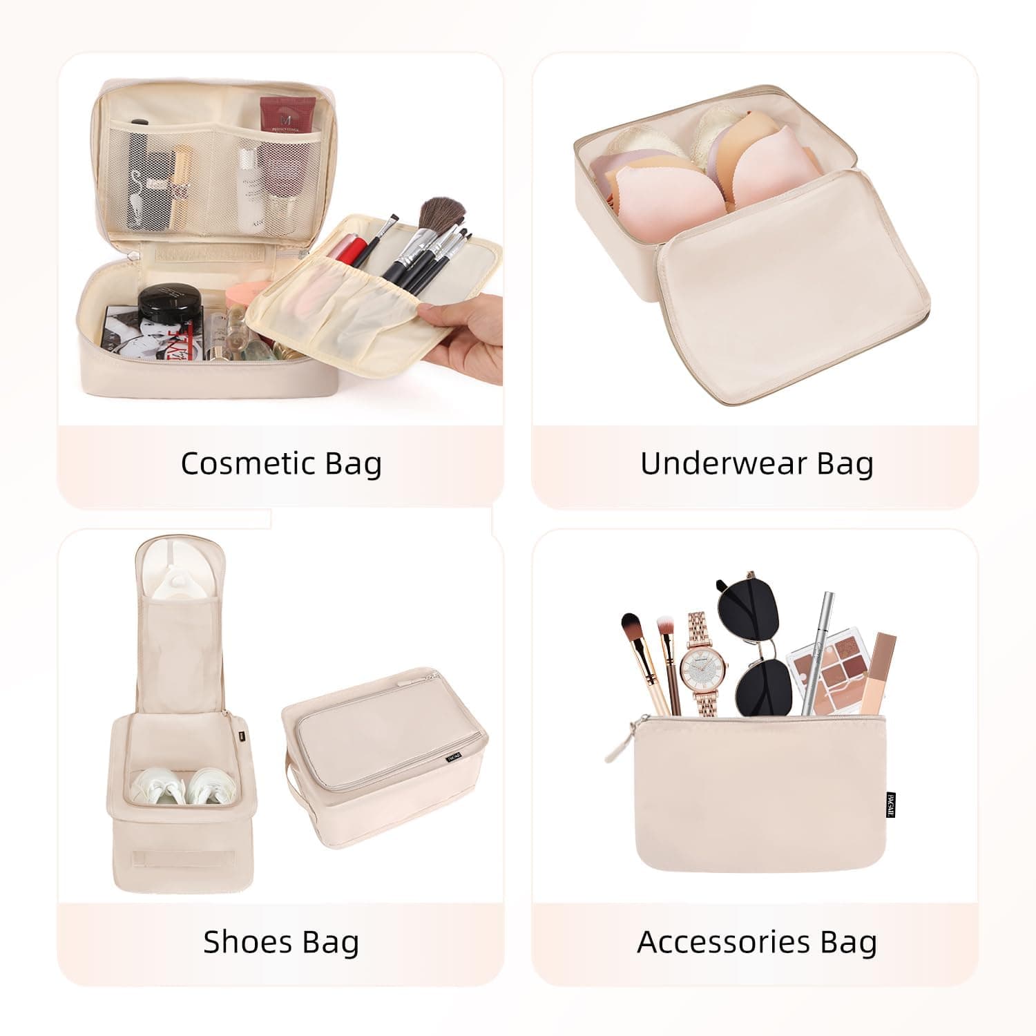 BAGAIL 8 Set Packing Cubes - Cream - Image 2