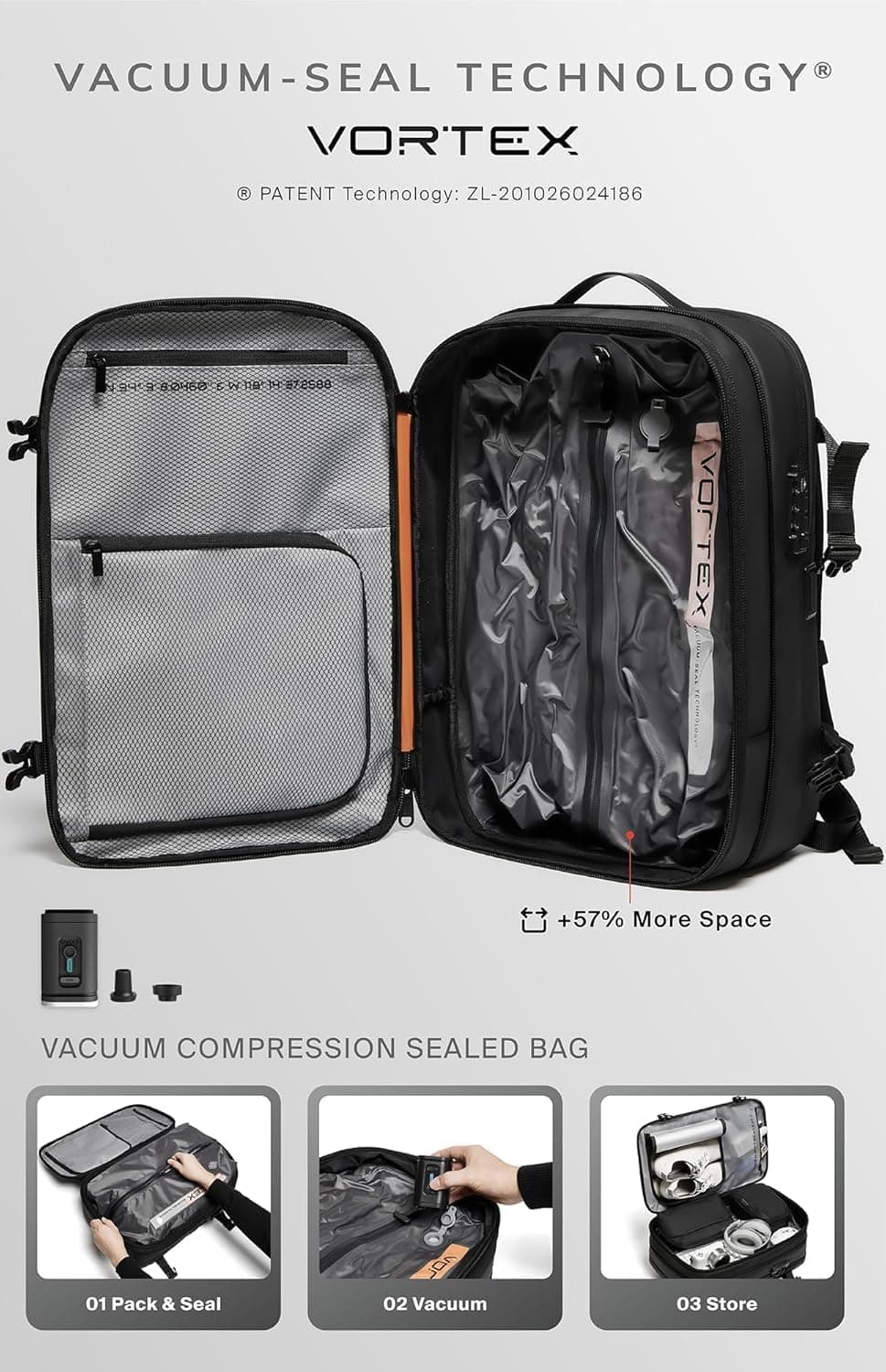 BlackVoyage Vortex Backpack compartments