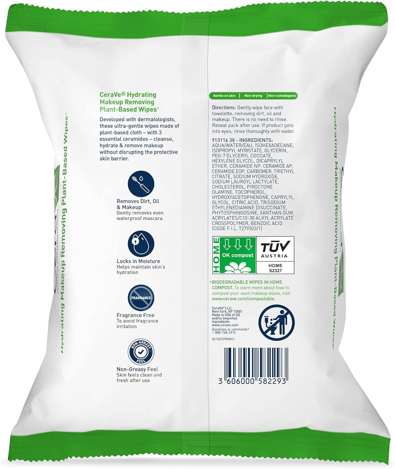 CeraVe Makeup Remover Wipes - Plant Based Face Wipes image 2