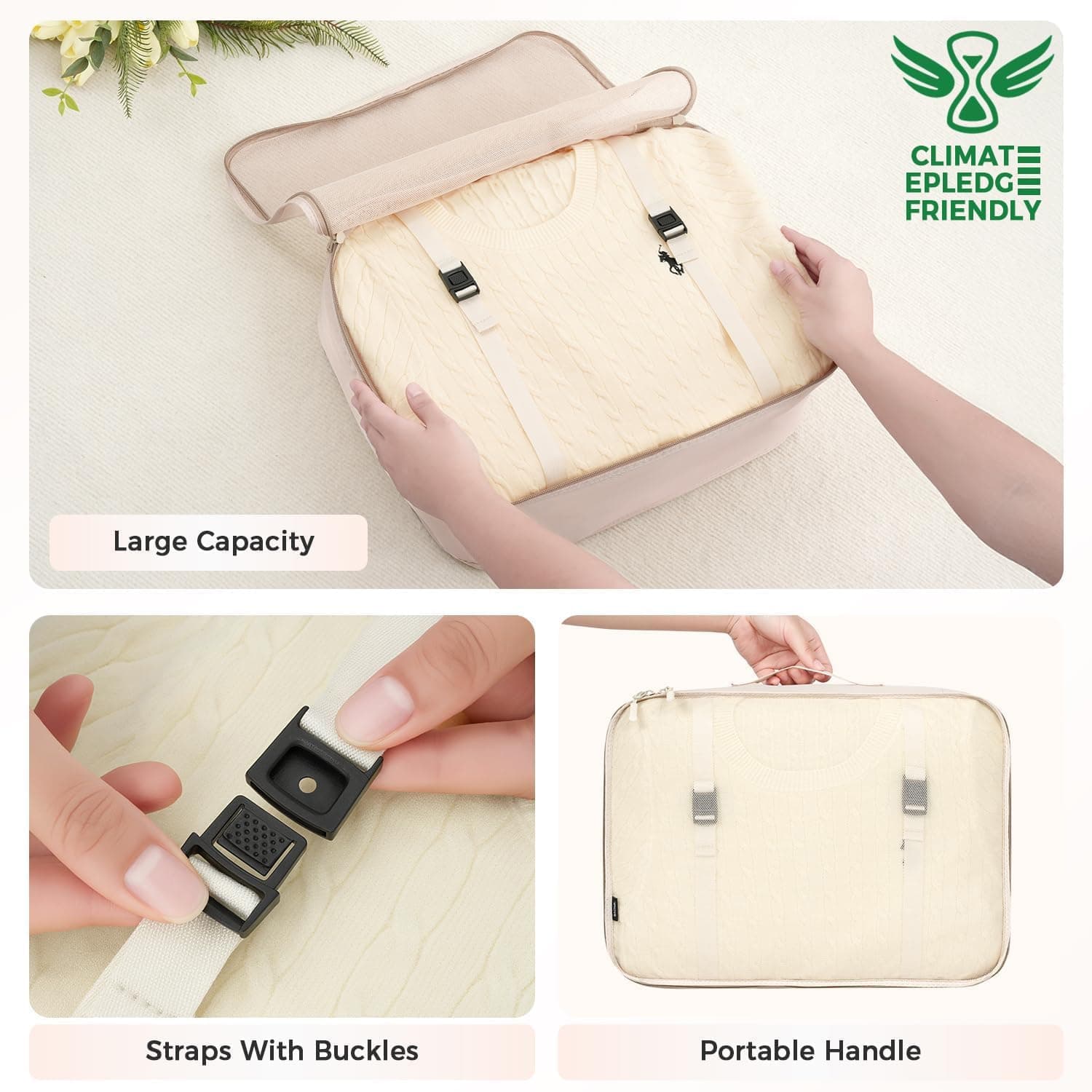 BAGAIL 8 Set Packing Cubes - Cream - Image 5