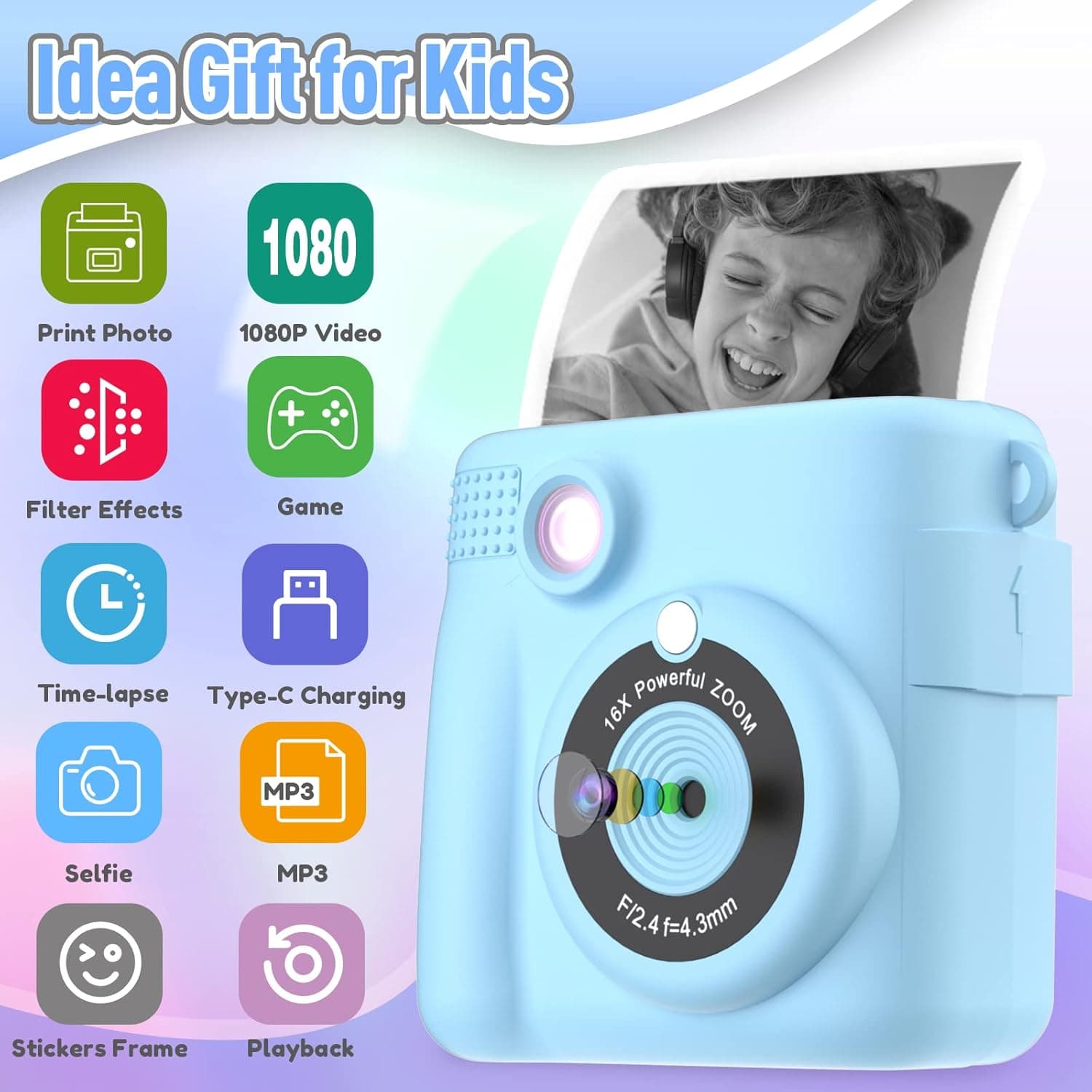 ESOXOFFORE Kids Instant Print Camera 1080P - Image 3