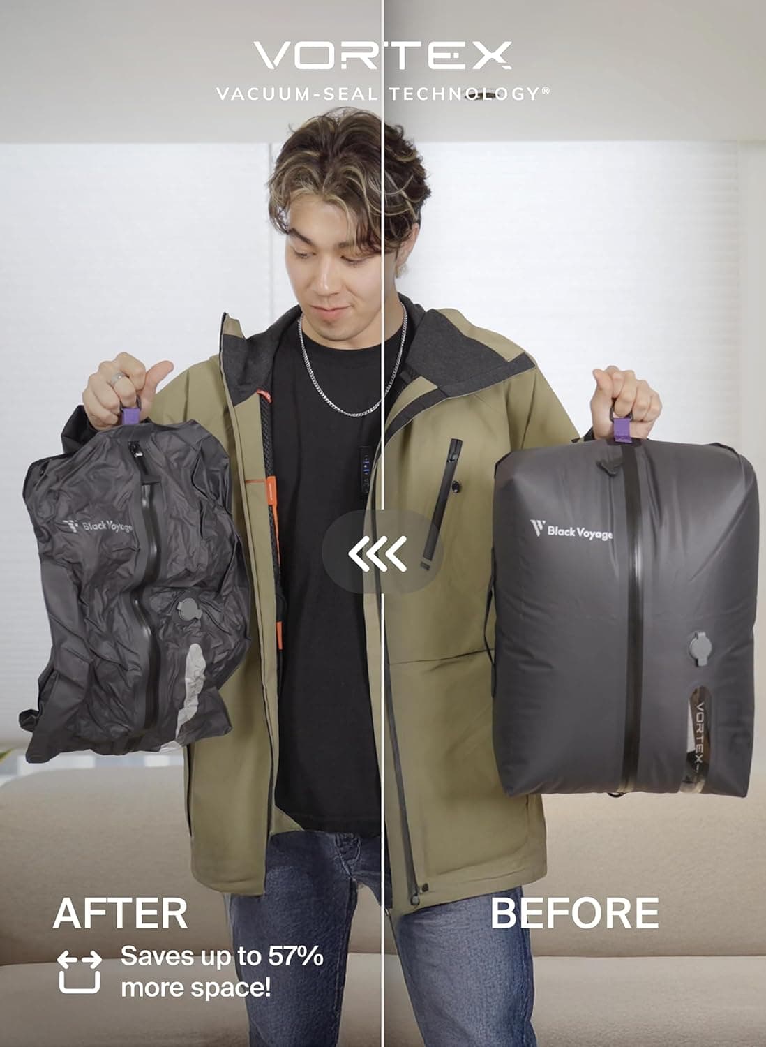 BlackVoyage Vacuum Travel Bag compression