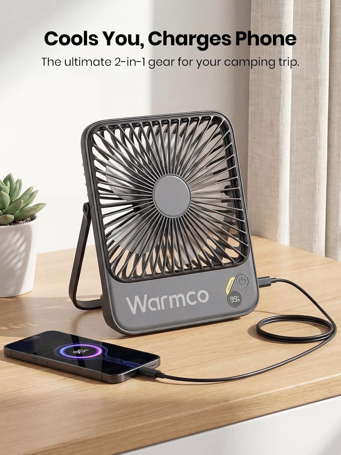 Warmco 10000mAh Portable Travel Fan 7-inch - Image 3