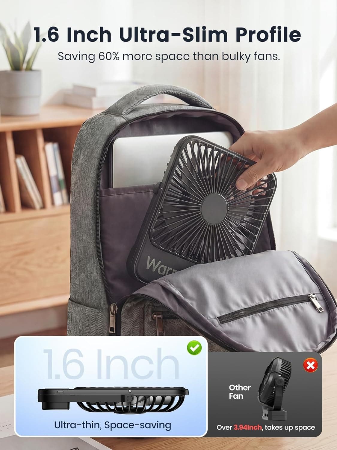 Warmco 10000mAh Portable Travel Fan 7-inch - Image 2