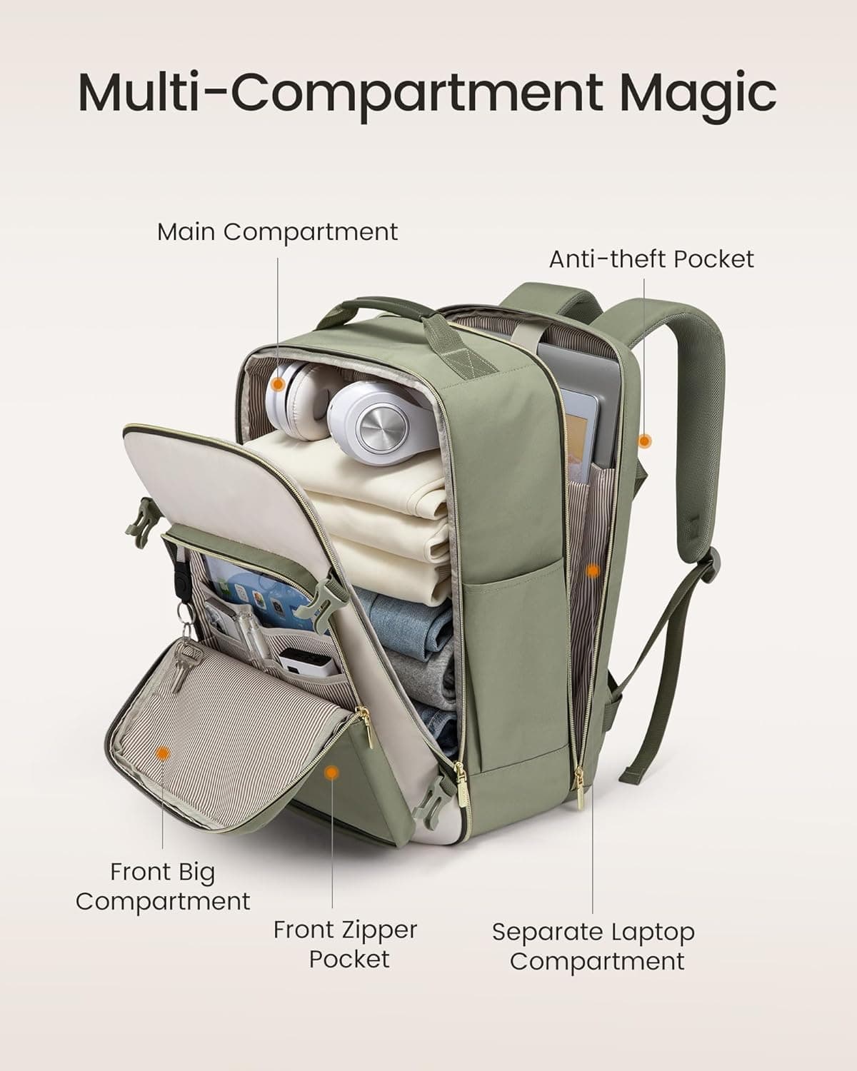LOVEVOOK 40L Travel Backpack with Packing Cubes - Image 3